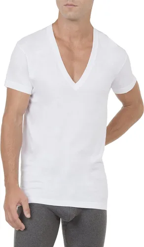 Miniatura 2 de 2(X)IST Camiseta de algodón esencial para hombre, ajuste delgado, cuello en V profundo, paquete de 3