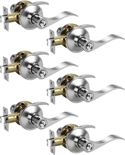 Miniatura 12 de KNOBWELL - Paquete de 2 pomos de puerta de bronce, manijas interiores para puerta de dormitorio y baño, manija de puerta de privacidad sin llave