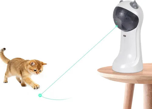 TBTeek Juguete para gatos, luz verde, activado por movimiento automático, 5 patrones divertidos, 4 modos de velocidad, ángulos de luz ajustables,