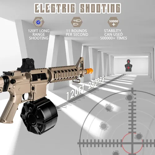 Miniatura 4 de Juguetes Eléctricos de Gel Nuevos M4A1, Modo Semiautomático y Completamente Automático Splat-Blaster con FPS 280 y 100 Pies para Juego de Equipo al