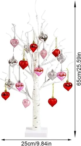 Miniatura 7 de Lámpara romántica de árbol de abedul en forma de corazón, decoración del día de San Valentín, árbol de abedul iluminado con adornos de corazón, haz