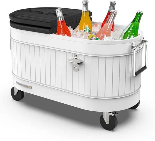 Miniatura 20 de Permasteel Enfriador de patio rodante: gran hielera para exteriores con ruedas, enfriador de bebidas para patio trasero, barbacoa, portón trasero