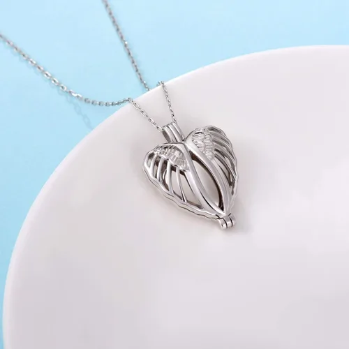 Miniatura 4 de Collar de plata de ley 925 con alas de ángel conmemorativas para cenizas, joyería de cremación