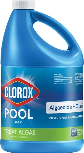 Clorox® Pool&Spa™ Alguicida y clarificador de piscina, previene y trata las algas de la piscina, limpia el agua, 128 onzas líquidas (paquete de 1)