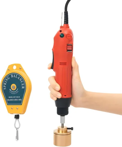 Máquina taponadora eléctrica de mano - Herramienta de sellado de atornillado para botellas de plástico redondas de 0.394-1.181 in, color rojo