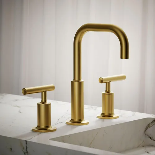 Miniatura 2 de Kohler 14406-4-2MB Purist® Grifo generalizado para lavabo de baño con manijas de palanca, 1.2 gpm, latón cepillado vibrante moderno