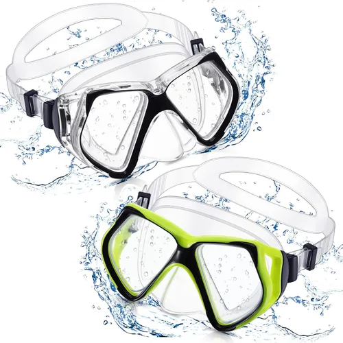 Miniatura 9 de Weewooday 2 gafas de natación para adultos con cubierta para la nariz, antiempañamiento, máscara de buceo, visión amplia, sin borrosidad, vidrio
