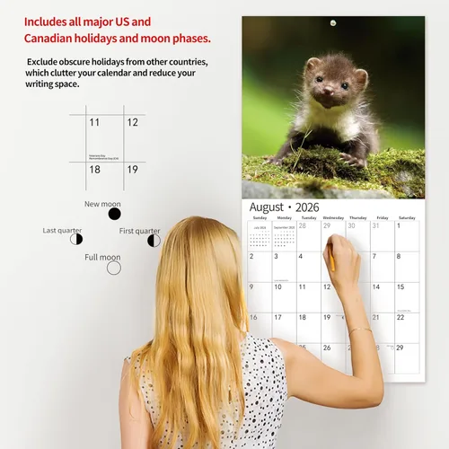 Miniatura 5 de Calendario de pared 2026, calendario 2026, noviembre de 2025 a diciembre de 2026, calendario de pared de animales bebés, 12 x 24 pulgadas abierto