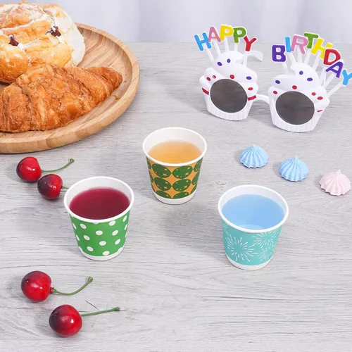 Miniatura 7 de Tamone Paquete de 600 unidades de tazas de baño de 3 onzas, pequeñas tazas de papel, tazas desechables con diseño de globo, azul, verde, naranja
