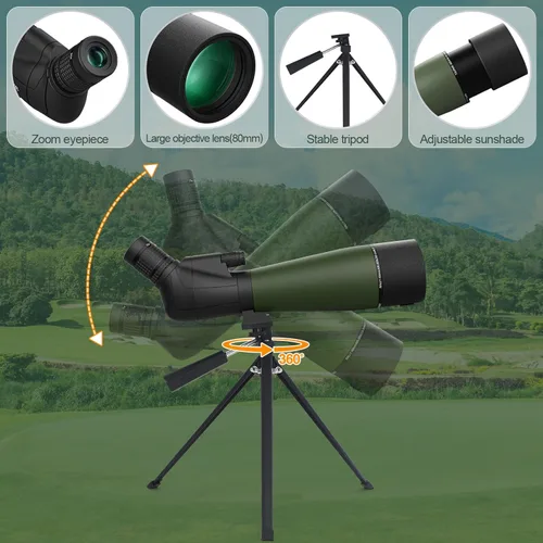 Miniatura 5 de WOZEL 25-75X80 Alcances de detección para disparo de objetivo - Alcance de observación HD con trípode, bolsa de transporte y soporte para teléfono