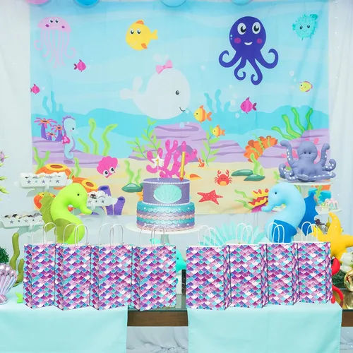 Miniatura 5 de Tevxj 16 bolsas de regalo de sirenas para fiesta temática de sirenas, bolsas de regalo para fiestas temáticas de princesas, bolsas de dulces