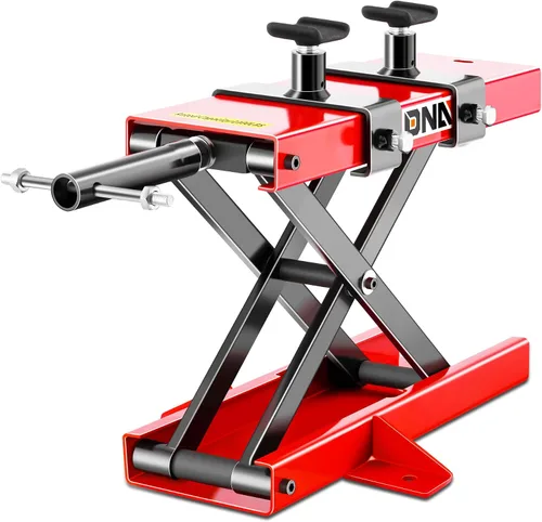 Miniatura 9 de DNA Motoring - Soporte elevador de tijera de acero para moto y ATV, con sillín y almohadilla de goma, 2 en 1, 1100 libras (500 kg), rango