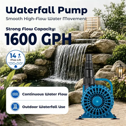 Miniatura 5 de TONGCHANT Bomba de estanque, 1600 GPH y elevación de 14 pies, bomba de agua sumergible de 100 W para fuente de estanque de peces, cascada y función