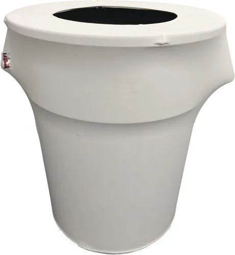 Miniatura 60 de LA Linen Cubierta para cubo de basura ajustable de elastano elástico de 32 galones, cubierta redonda para contenedor de residuos, decoración de Gris