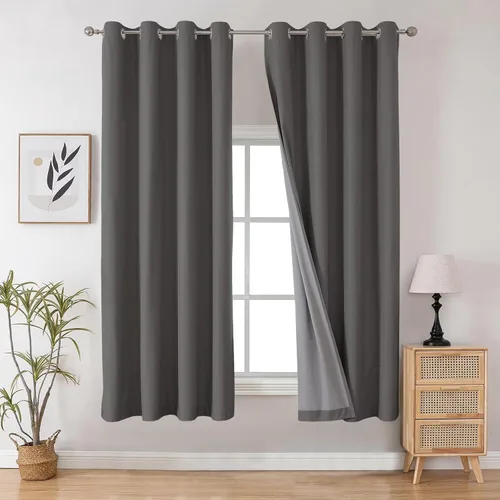 Miniatura 44 de Joydeco - Juego de 2 paneles de cortinas opacas de 63 pulgadas, 2 cortinas largas con aislamiento térmico burg, cortinas de oscurecimiento