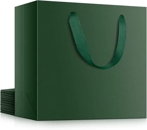 Miniatura 12 de EUSOAR Bolsas de papel de regalo de tamaño pequeño, paquete de 25 bolsas de papel negro resistentes de 8.6 x 3.9 x 7 pulgadas con asas a granel