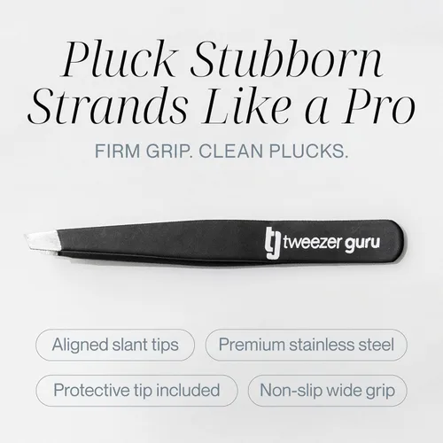 Miniatura 3 de Tweezer Guru Pinzas para el vello facial de mujeres y hombres – Pinzas de precisión para cejas inclinadas para cabello encarnado, eliminación