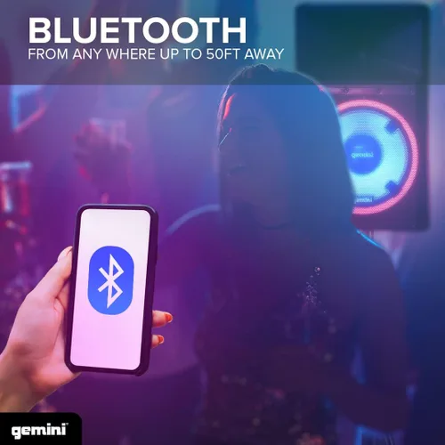 Miniatura 6 de Gemini - Altavoz PA alimentado de 15 pulgadas, altavoz PA Bluetooth de 2200 W con mezclador, entradas XLR, altavoces DJ activos para fiestas