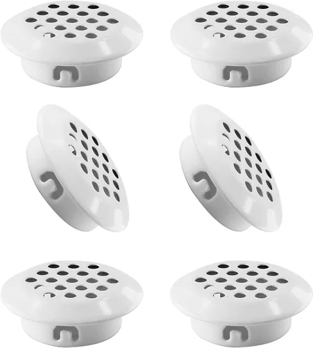 Miniatura 2 de 20 rejillas de ventilación circulares de 1 pulgada (0.984 in), rejilla de ventilación redonda de acero inoxidable para cocina, baño, gabinete, Blanco