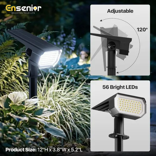 Miniatura 6 de Ensenior Focos solares para exteriores, 56 LEDs con brillo ajustable, 6500K, luces solares LED de jardín, iluminación de paisaje para Halloween