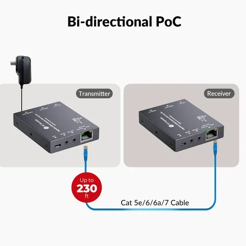 Miniatura 6 de Extensor HDMI 4K de acceso AV sobre Cat6, 230 pies/229.7 ft, 4K @60 Hz 4:4: 4, salida de bucle, HDCP 2.3, PoC bidireccional, control IR, interruptor