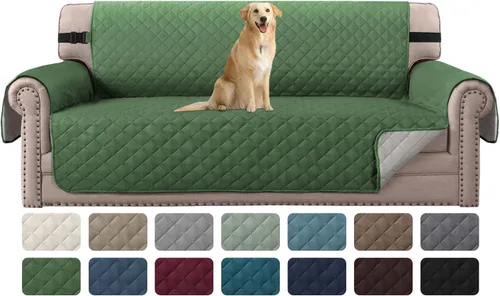 Miniatura 69 de H.VERSAILTEX Funda de sofá resistente al agua para sofá de 3 cojines, reversible, protector de muebles acolchado con correa elástica, funda de sofá