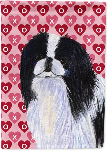 Miniatura 204 de Caroline's Treasures SS4484GF Bandera de jardín con diseño de bulldog inglés y corazones para el Día de San Valentín, bandera decorativa para patio
