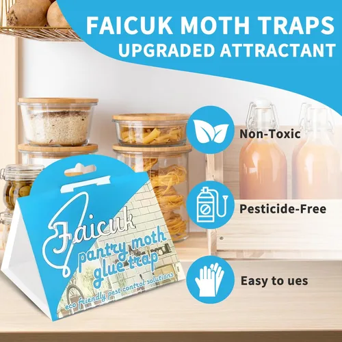 Miniatura 2 de Faicuk Trampas para polillas de despensa con atracción de feromonas para el hogar, la cocina y el almacén, inodoro, sin insecticidas y no tóxicas