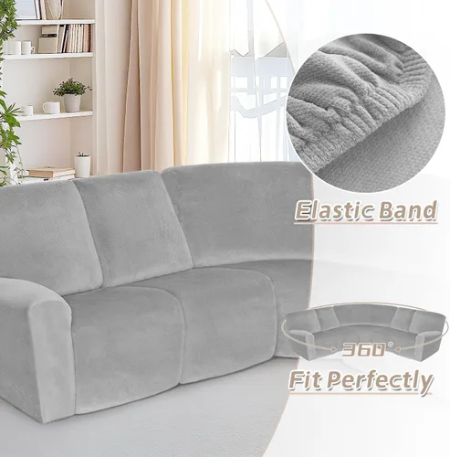 Miniatura 413 de Arfntevss Fundas de sofá seccional reclinable de terciopelo, Funda de sofá seccional de esquina para sofá reclinable, Funda elástica suave