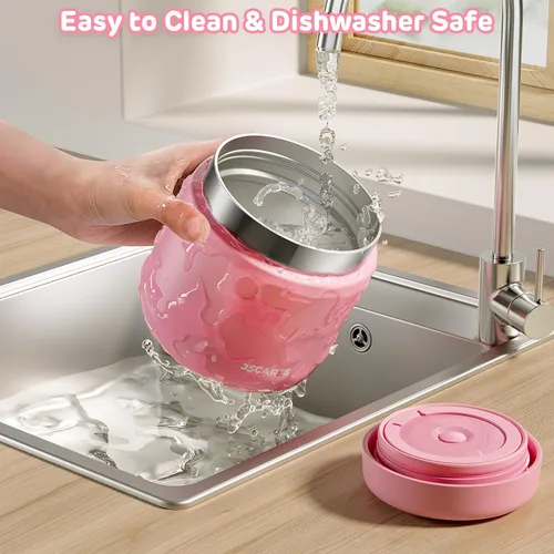 Miniatura 6 de JSCARES Frascos de Comida Aislados para Niños de 12oz para Comida Caliente, Frasco Térmico de Comida de Sopa de Boca Ancha Contenedor Térmico de Rosa