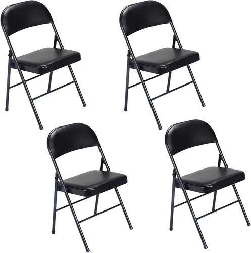 Miniatura 7 de Paquete de 4 sillas de escritorio plegables, para interiores y exteriores, de plástico, para eventos, oficina, tocador, boda, fiesta, picnic