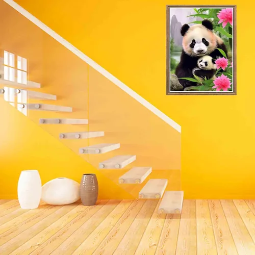 Miniatura 3 de Bimkole Kits de arte de diamantes 5D para adultos, panda, taladro completo, flores, animales, bricolaje, diamantes de imitación, juego de bordado