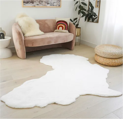 Miniatura 15 de Lith Home - Decoración africana para el hogar, alfombra de piel sintética de conejo, regalo impactante, felpa suave y lujosa, suelo de sala y Negro