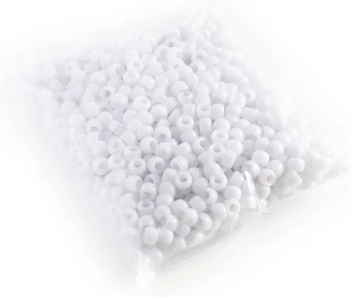 Miniatura 6 de Gxueshan 1000 cuentas acrílicas blancas de poni de 0.236 x 0.315 pulgadas a granel para pulseras de amistad, collares, joyería, aretes, trenzado