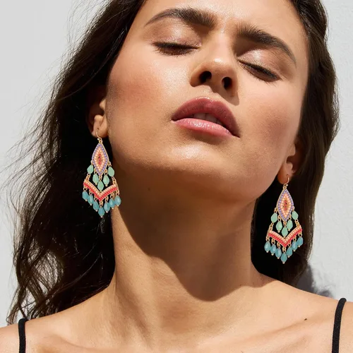 Miniatura 3 de Boho Drop Earrings Seed Bead Dangle Earrings Vacation Earrings Colorful Statement Earrings Jewelry Present
