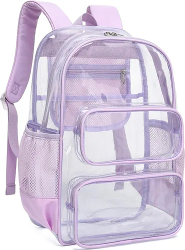 Miniatura 180 de CAMTOP Mochila transparente resistente y transparente para estudiantes, escuela, trabajo, festival, viajes, deportes, Beige, Mediana, Camtop Mochila