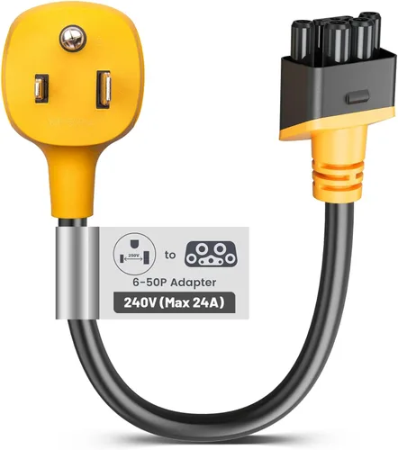 MECMO Adaptador NEMA 6-50 para cargador móvil Tesla Gen 2, 32 Amp 240V, NEMA 6-50P a Tesla Gen II Adaptador de conector móvil para Tesla Modelo