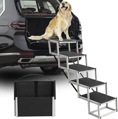 Miniatura 8 de Escaleras para perros con barandilla para perros grandes, escalón extra ancho de 20 pulgadas, 4 escalones de 34 pulgadas con superficie