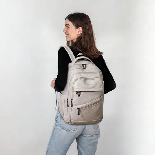 Miniatura 2 de LATMAP Mochila de 43L para mujeres y hombres - Mochila de cuero vegano, bolsa de viaje, maleta de mano, mochila universitaria, para trabajo
