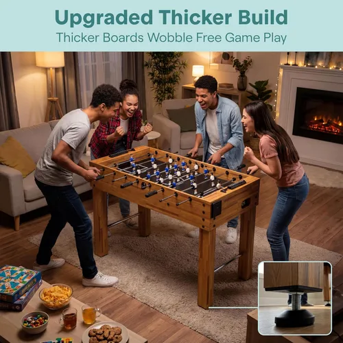 Miniatura 3 de SereneLife Mesa de futbolín de 48 pulgadas de tamaño competitivo, juego de fútbol arcade de altura ajustable para el hogar, sala de juegos, cueva
