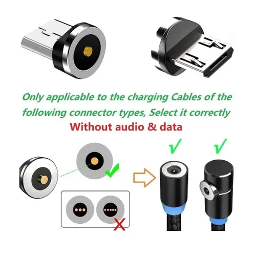 Miniatura 3 de Serie de carga magnética (micropuntas), solo 4 micro puntas sin cable USB trenzado de nailon, sin cables de carga.