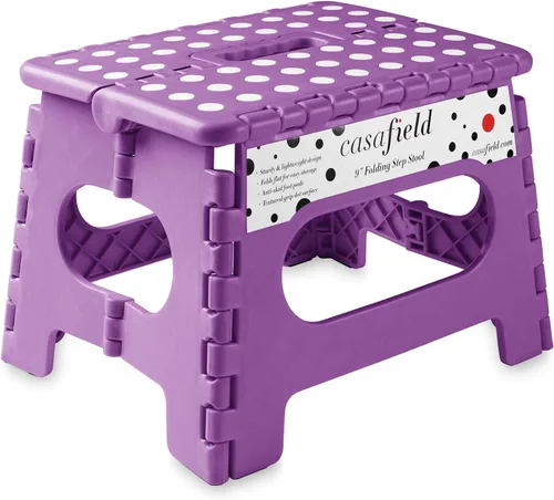 Miniatura 14 de Casafield Taburete plegable de 9 pulgadas con asa, negro, portátil, plegable, pequeño taburete de plástico para niños y adultos, uso en la cocina