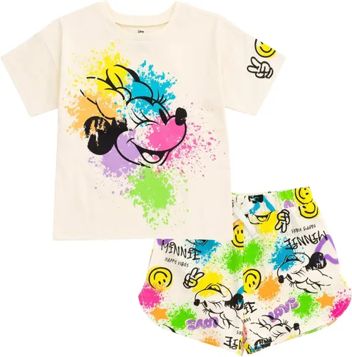 Disney Minnie Mouse Lilo & Stitch Princess Winnie the Pooh - Conjunto de camiseta y pantalones cortos de rizo francés para bebé a niño grande