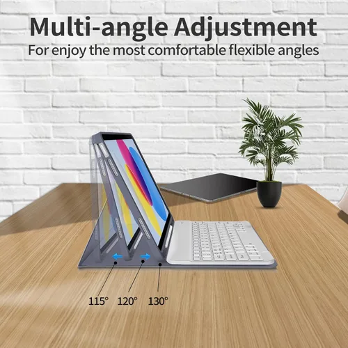 Miniatura 3 de Funda para teclado kenke para iPad de 10.ª generación (10.9 pulgadas 2022) / iPad A16 de 11.ª generación (11 pulgadas 2025) con soporte para lápiz