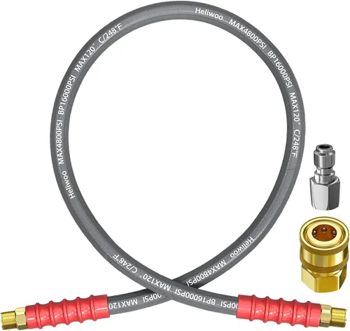 Manguera de látigo para lavadora a presión, 4 pies, conector de carrete de manguera de 3/8 pulgadas con juego de adaptador de conexión rápida de 3/8