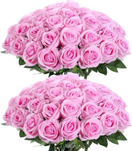 Miniatura 19 de 12 rosas artificiales de terciopelo sintético para decoración del hogar y boda (rosa perla, negro)