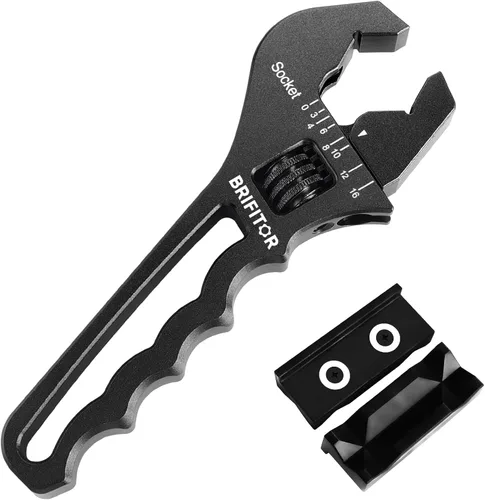 Miniatura 10 de Llave de accesorios AN 3AN-16AN Llave AN ajustable de aluminio ligero, tamaño compacto, negro (con almohadillas de mordaza de nylon de 4")