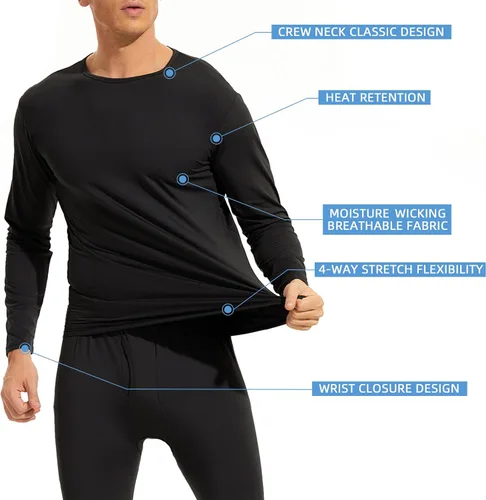 Miniatura 3 de Ropa interior térmica para hombre ultra suave largo con capa base con forro polar