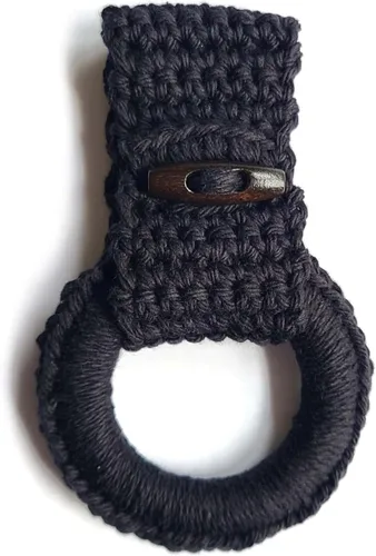 Anillo de toallas de cocina colgante - Toallero para toallas de cocina con lazo para colgar - Percha de toalla de cocina regalo único de Negro