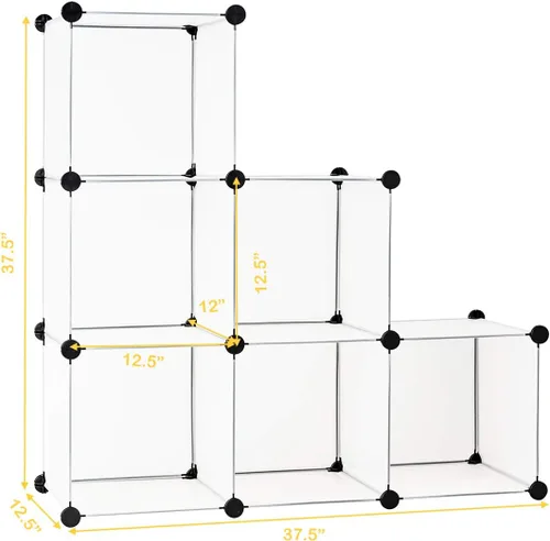 Miniatura 3 de Tangkula Organizador de almacenamiento de 6 cubos, gabinete de plástico PP con marco de acero inoxidable, sistema de almacenamiento modular portátil